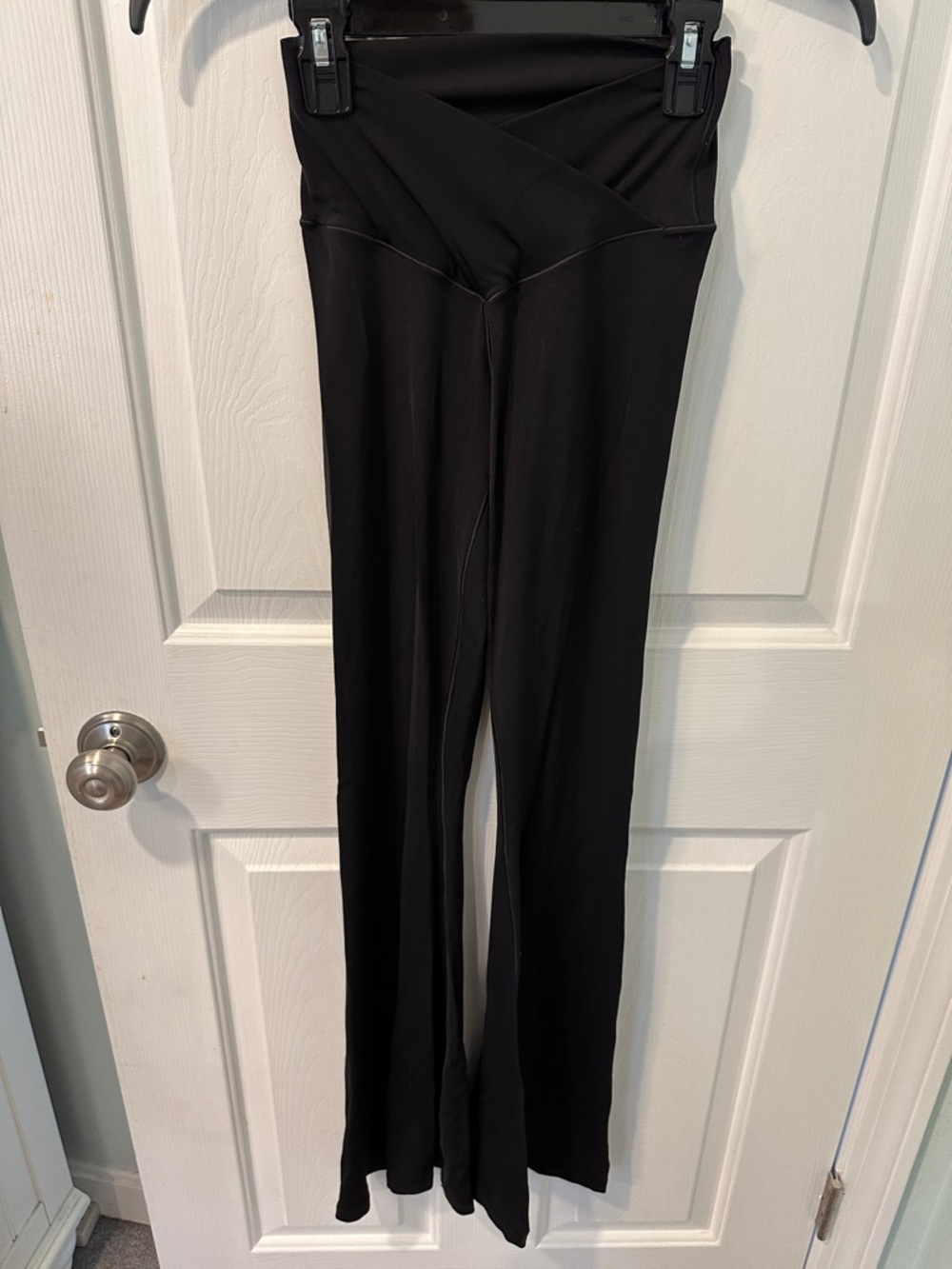 aerie Black High-Waist Flare Leggings with Crossover Waistband